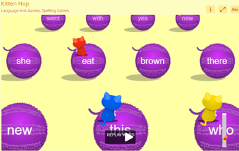 Kitten Hop Dolch Word Recognition - click to play